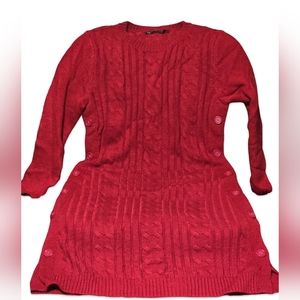 NWOT New York & Company Red Side Buttons Sweater Dress | Size M | Retail $70